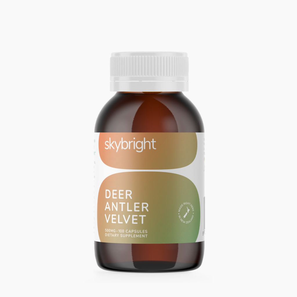 Deer Antler Velvet 500mg Capsules Skybright Health   Skybright Deer Antler Velvet 100 Capsules 1 1024x1024 